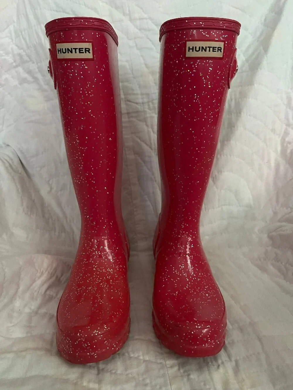 Hunter Original Kids Glitter Boots — Hot Pink